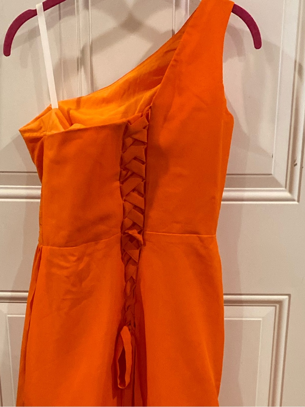 One-Shoulder Orange Evening Gown size 6 NWOT - Picture 6 of 9